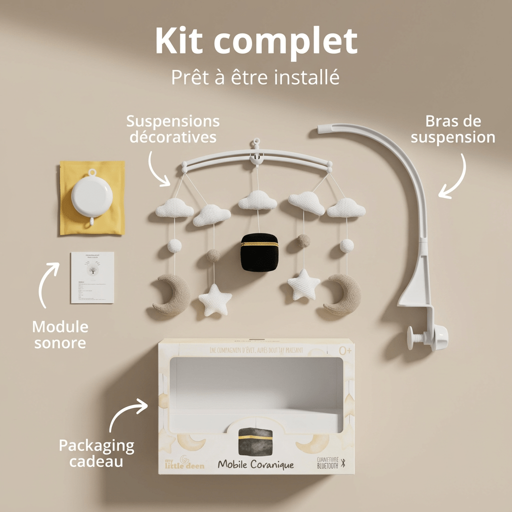 Mobile coranique bébé kaaba pour berceau - My Little Deen